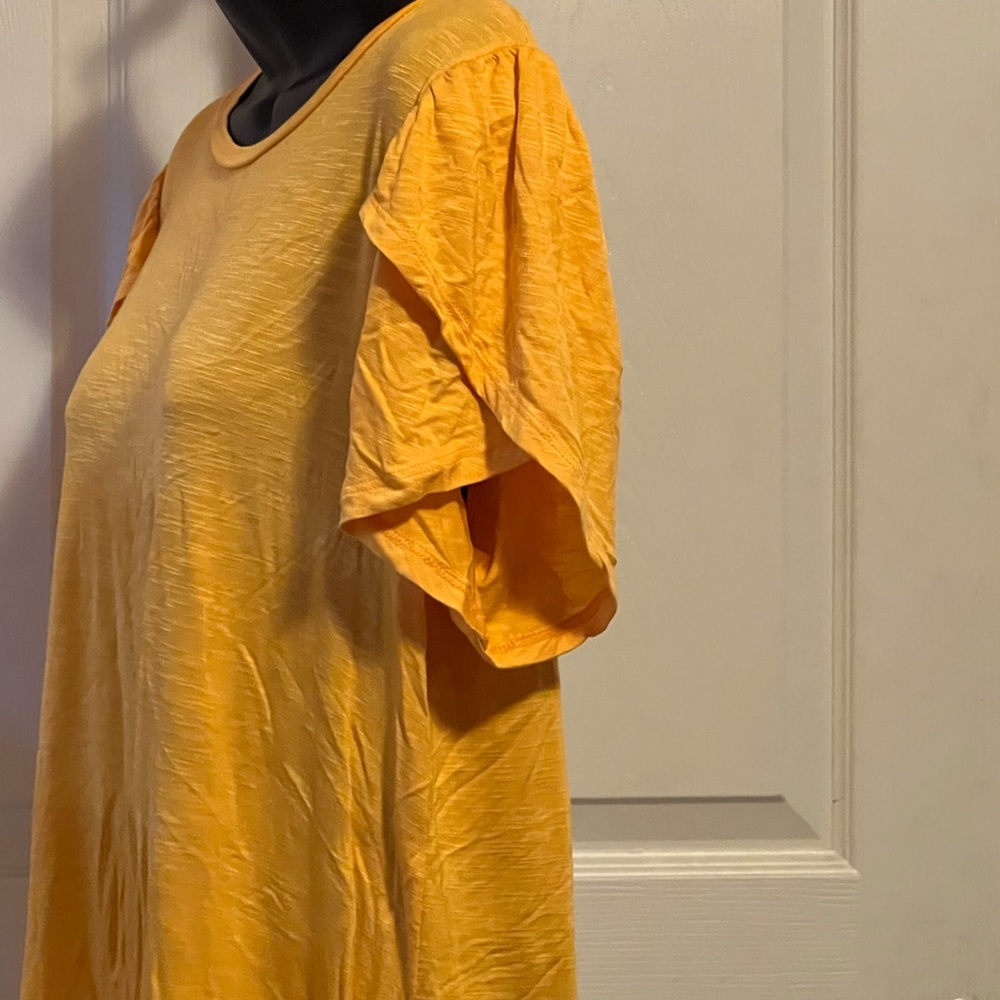LuLaRoe Yellow Flutter Sleeve T-Shirt - Picture 2 of 5